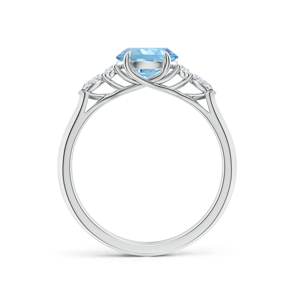 7mm AAAA Round Aquamarine Side Stone Engagement Ring with Diamonds in 9K White Gold side 199