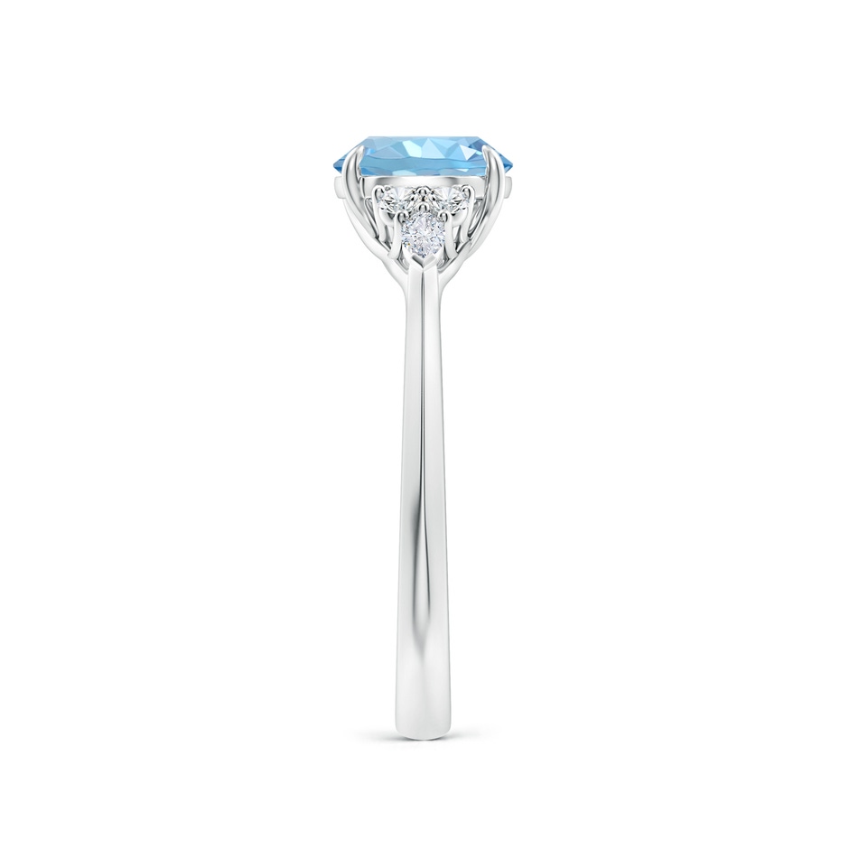 7mm AAAA Round Aquamarine Side Stone Engagement Ring with Diamonds in 9K White Gold side 299