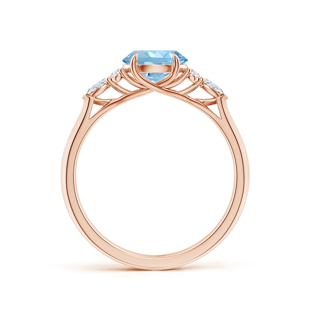 7mm AAAA Round Aquamarine Side Stone Engagement Ring with Diamonds in Rose Gold - side 199