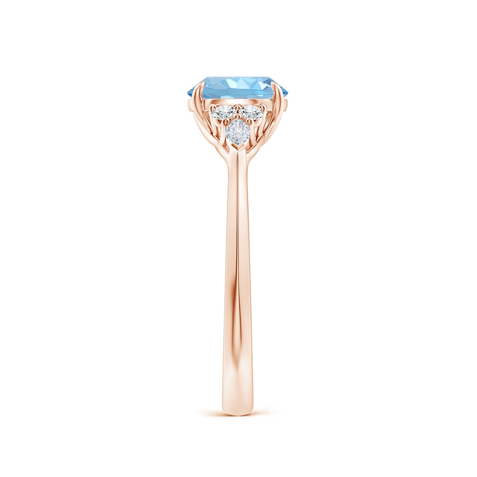 7mm AAAA Round Aquamarine Side Stone Engagement Ring with Diamonds in Rose Gold side 299