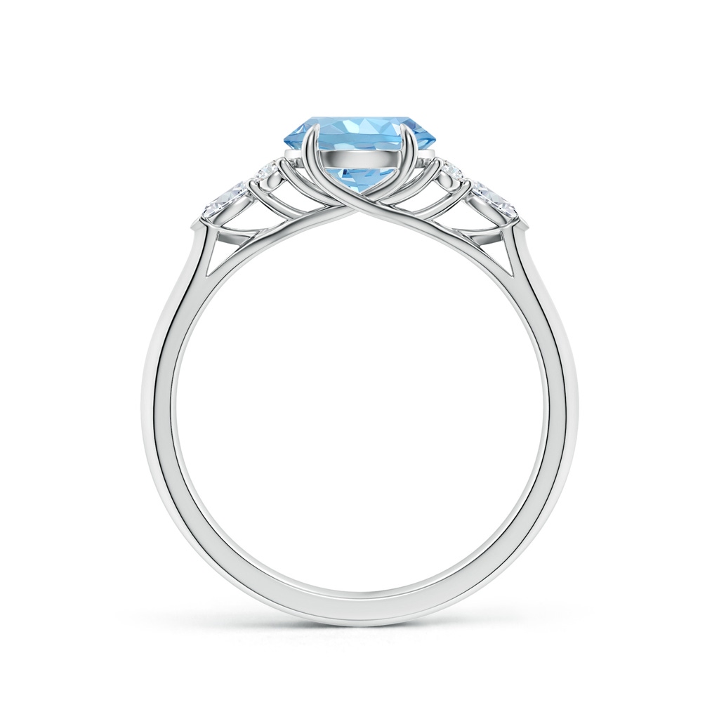 7mm AAAA Round Aquamarine Side Stone Engagement Ring with Diamonds in S999 Silver - side 199