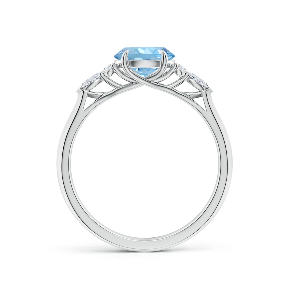 7mm AAAA Round Aquamarine Side Stone Engagement Ring with Diamonds in White Gold side 199