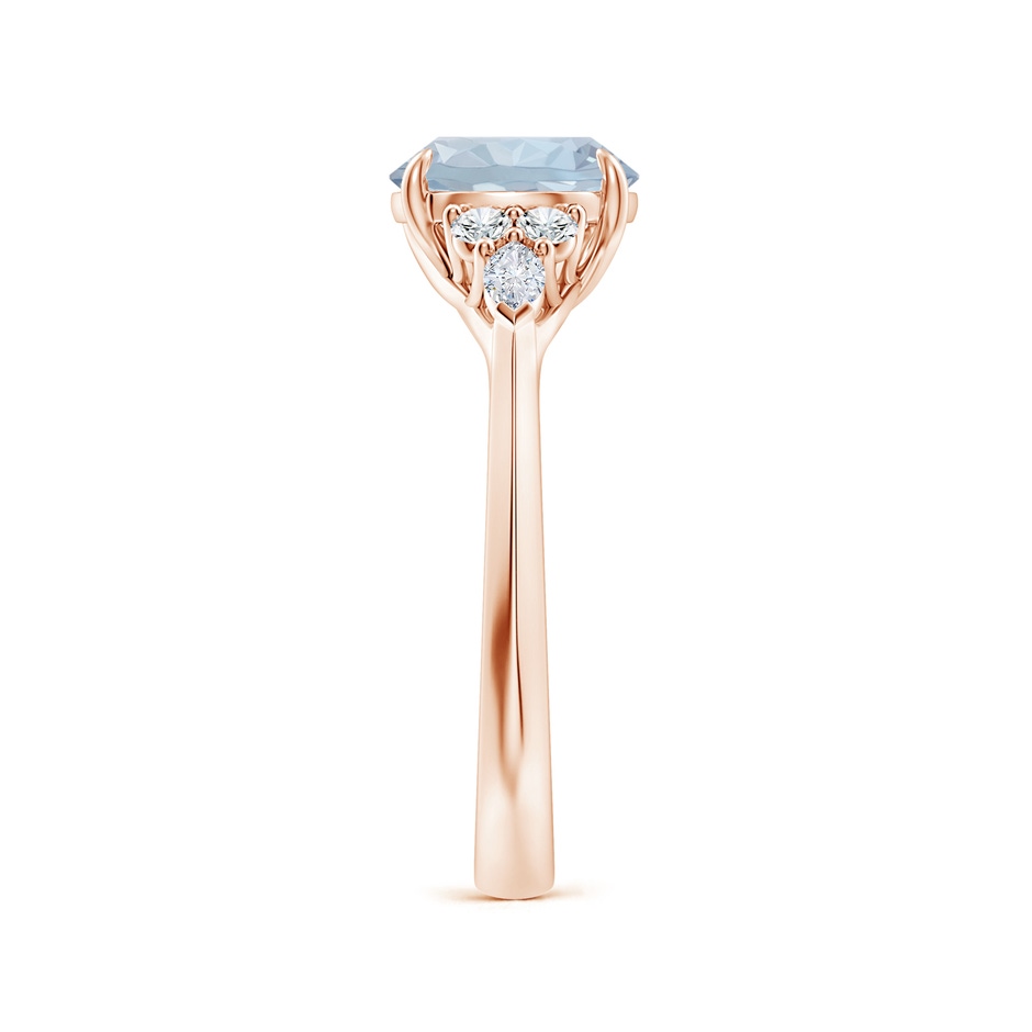 8mm A Round Aquamarine Side Stone Engagement Ring with Diamonds in Rose Gold side 299