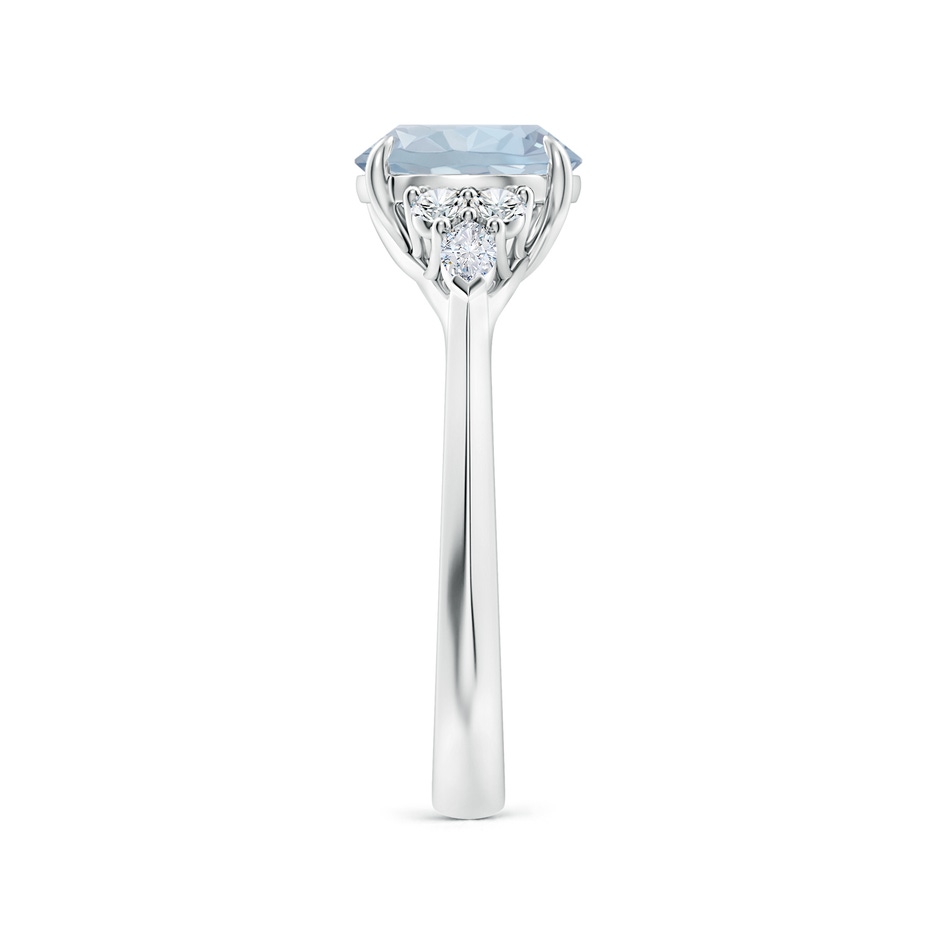 8mm A Round Aquamarine Side Stone Engagement Ring with Diamonds in White Gold side 299
