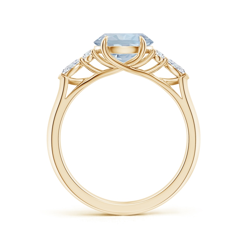 8mm A Round Aquamarine Side Stone Engagement Ring with Diamonds in Yellow Gold side 199