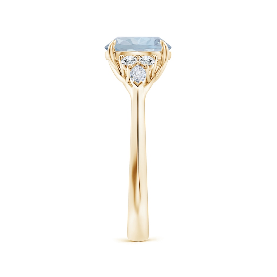 8mm A Round Aquamarine Side Stone Engagement Ring with Diamonds in Yellow Gold side 299