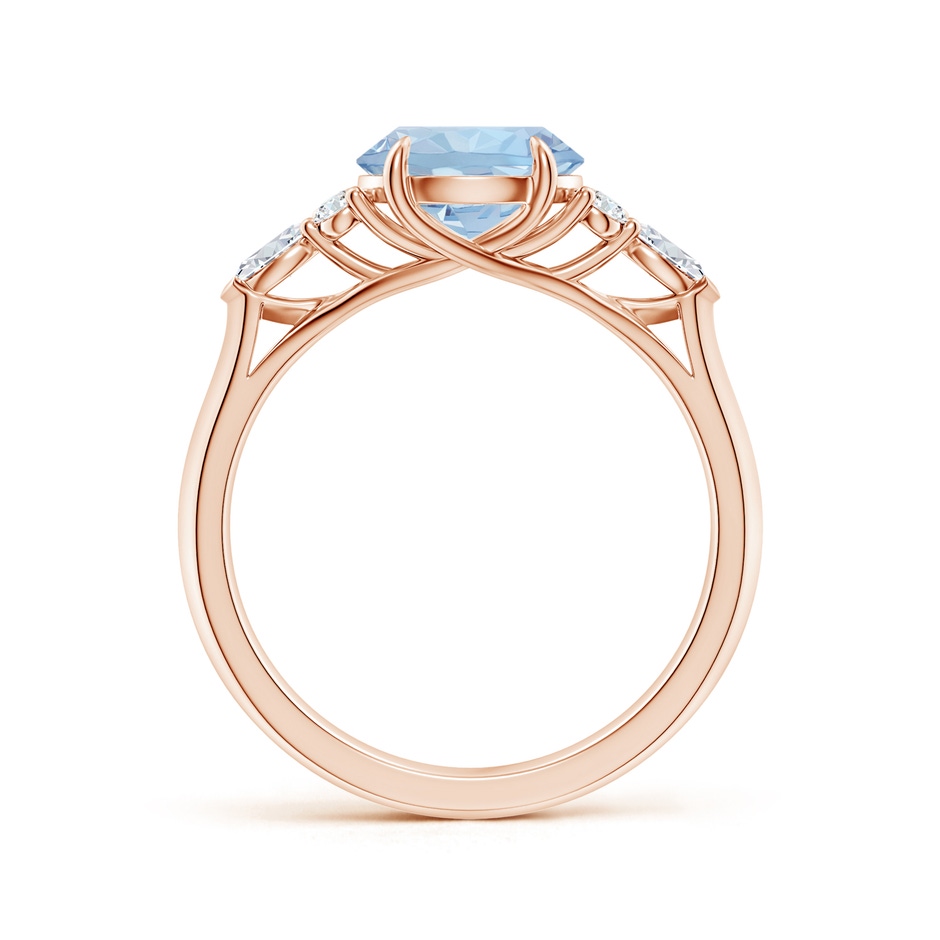 8mm AA Round Aquamarine Side Stone Engagement Ring with Diamonds in Rose Gold side 199