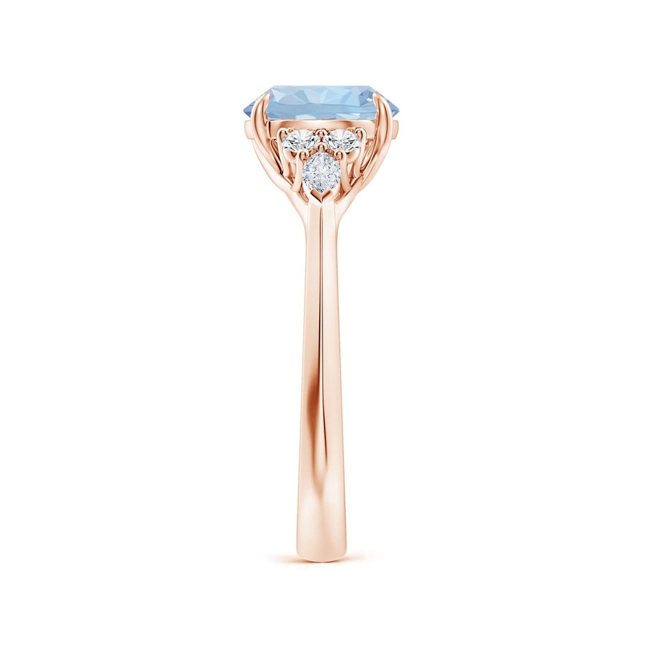 8mm AA Round Aquamarine Side Stone Engagement Ring with Diamonds in Rose Gold side 299