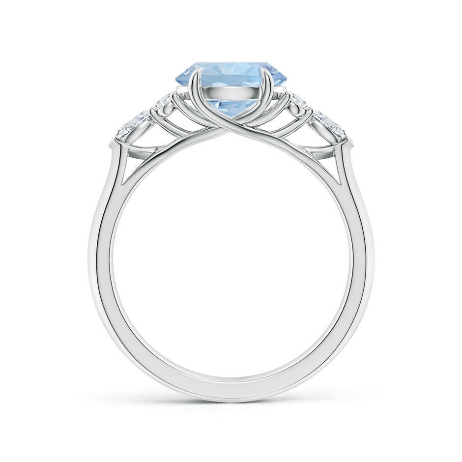 8mm AA Round Aquamarine Side Stone Engagement Ring with Diamonds in White Gold side 199
