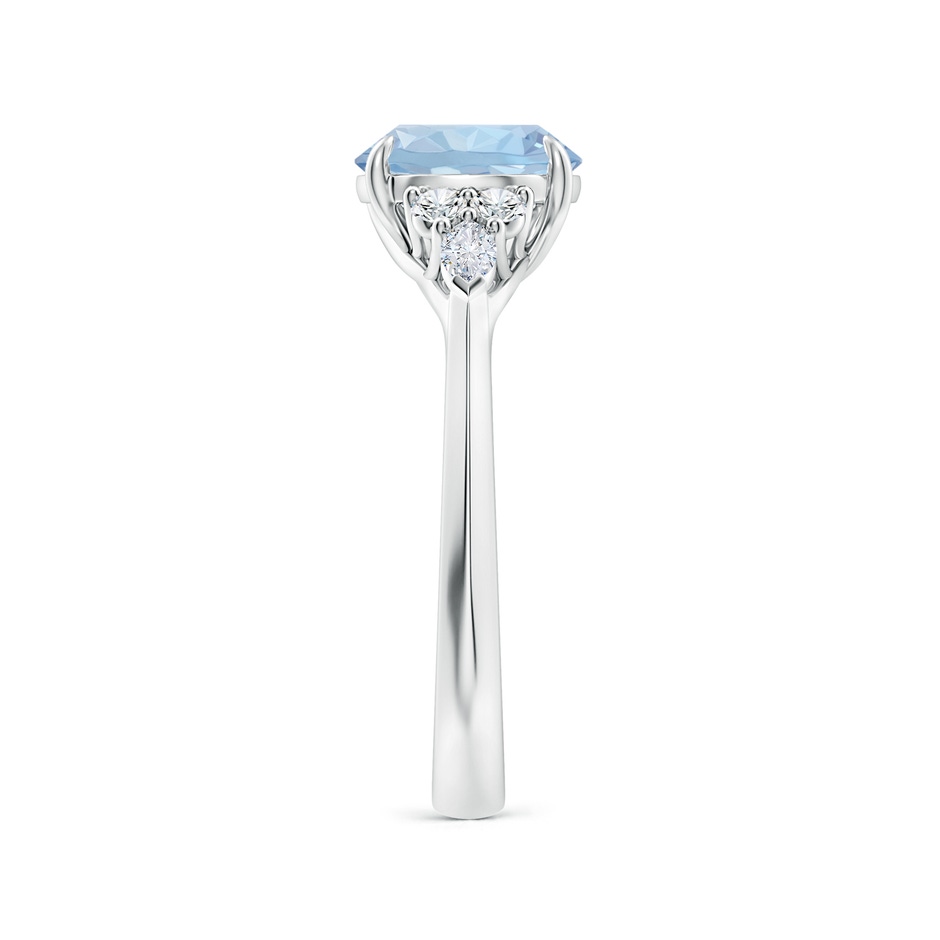 8mm AA Round Aquamarine Side Stone Engagement Ring with Diamonds in White Gold side 299