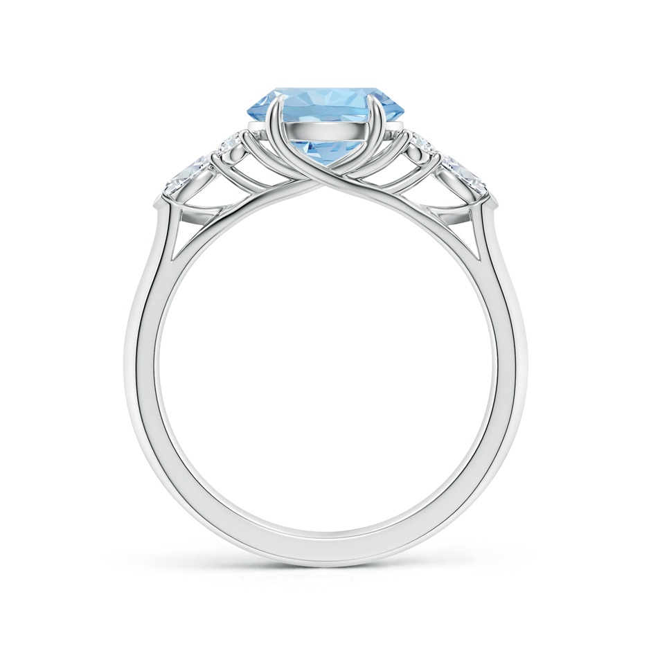 8mm AAA Round Aquamarine Side Stone Engagement Ring with Diamonds in White Gold side 199