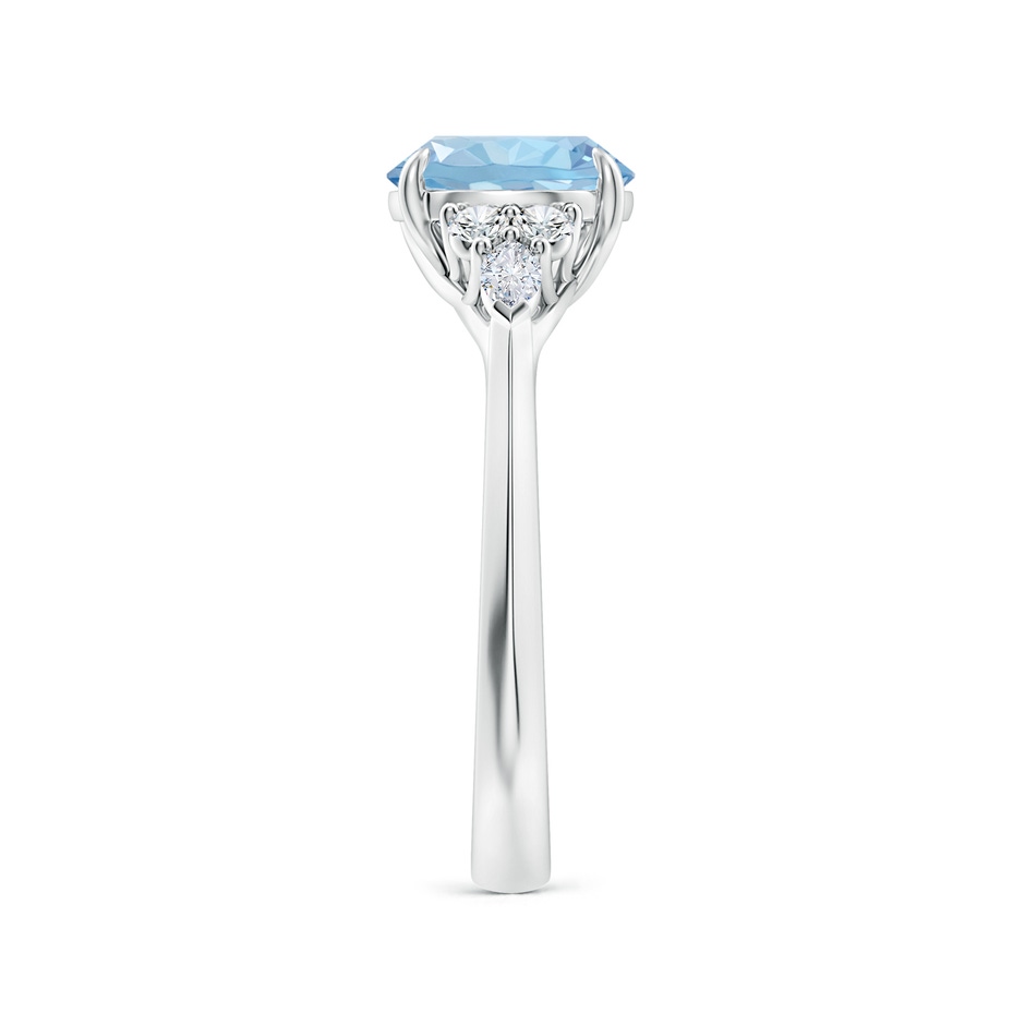 8mm AAA Round Aquamarine Side Stone Engagement Ring with Diamonds in White Gold side 299