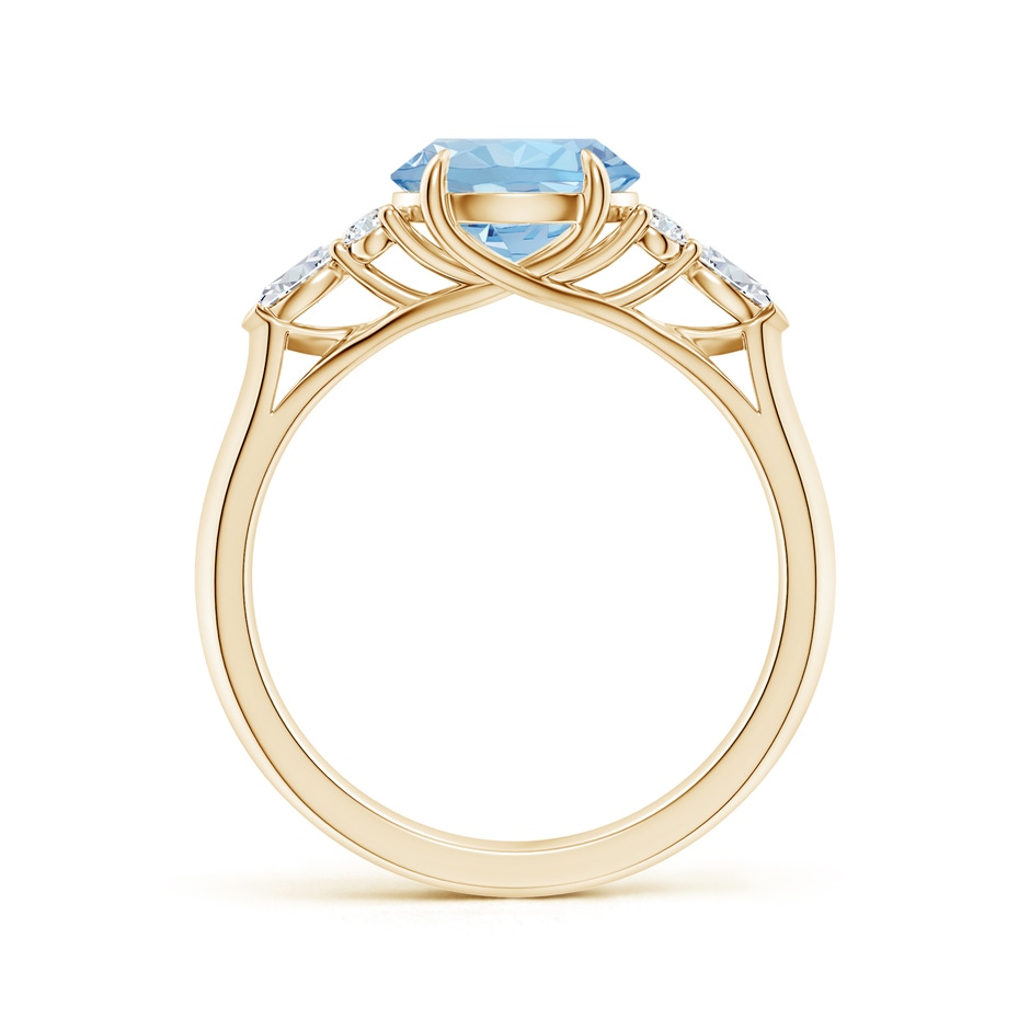 8mm AAA Round Aquamarine Side Stone Engagement Ring with Diamonds in Yellow Gold side 199
