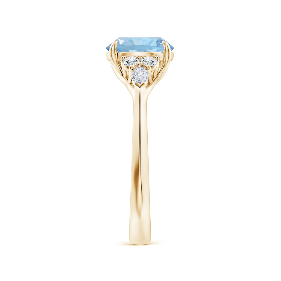 8mm AAA Round Aquamarine Side Stone Engagement Ring with Diamonds in Yellow Gold side 299