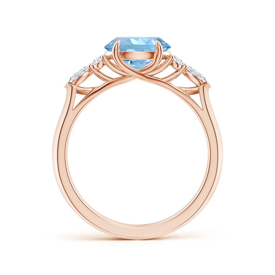 8mm AAAA Round Aquamarine Side Stone Engagement Ring with Diamonds in Rose Gold side 199