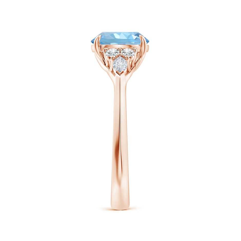 8mm AAAA Round Aquamarine Side Stone Engagement Ring with Diamonds in Rose Gold side 299