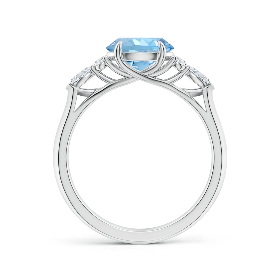8mm AAAA Round Aquamarine Side Stone Engagement Ring with Diamonds in S999 Silver side 199