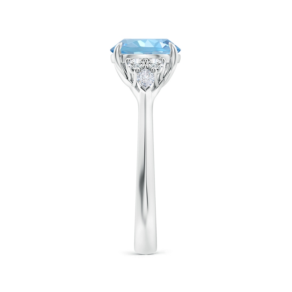 8mm AAAA Round Aquamarine Side Stone Engagement Ring with Diamonds in S999 Silver side 299