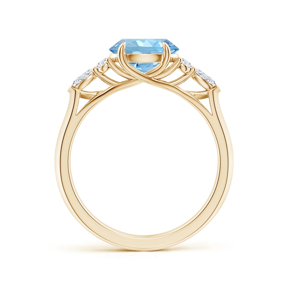 8mm AAAA Round Aquamarine Side Stone Engagement Ring with Diamonds in Yellow Gold side 199