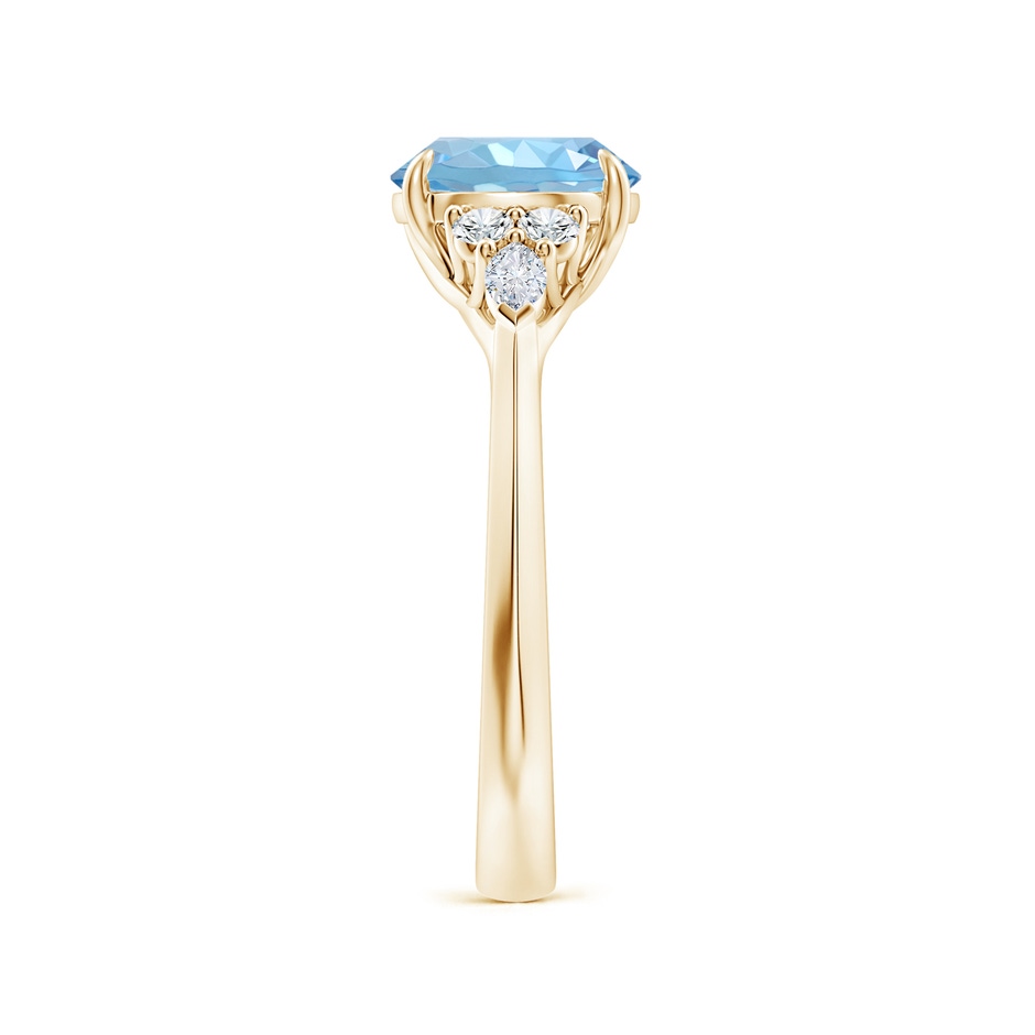 8mm AAAA Round Aquamarine Side Stone Engagement Ring with Diamonds in Yellow Gold side 299