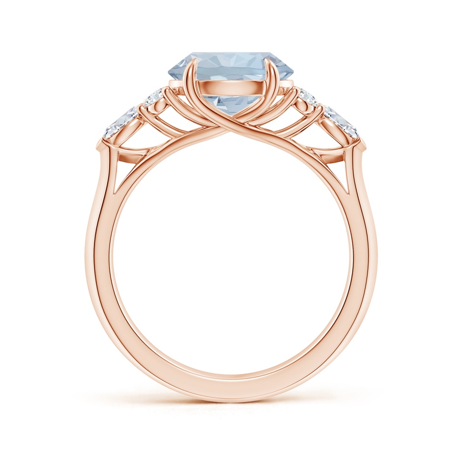 9mm A Round Aquamarine Side Stone Engagement Ring with Diamonds in Rose Gold side 199