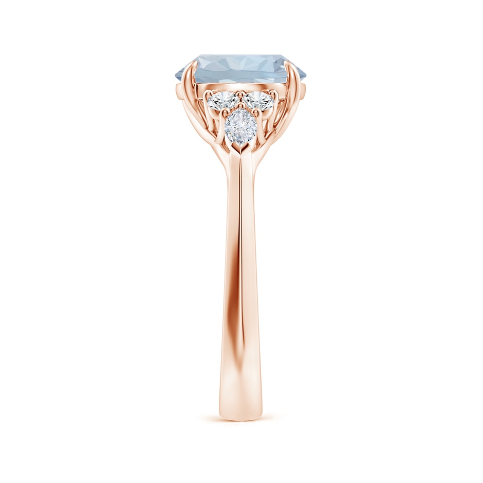 9mm A Round Aquamarine Side Stone Engagement Ring with Diamonds in Rose Gold side 299