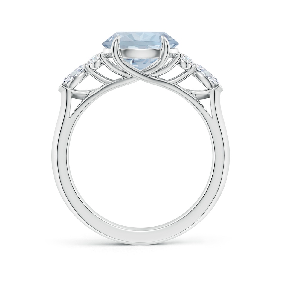 9mm A Round Aquamarine Side Stone Engagement Ring with Diamonds in White Gold side 199