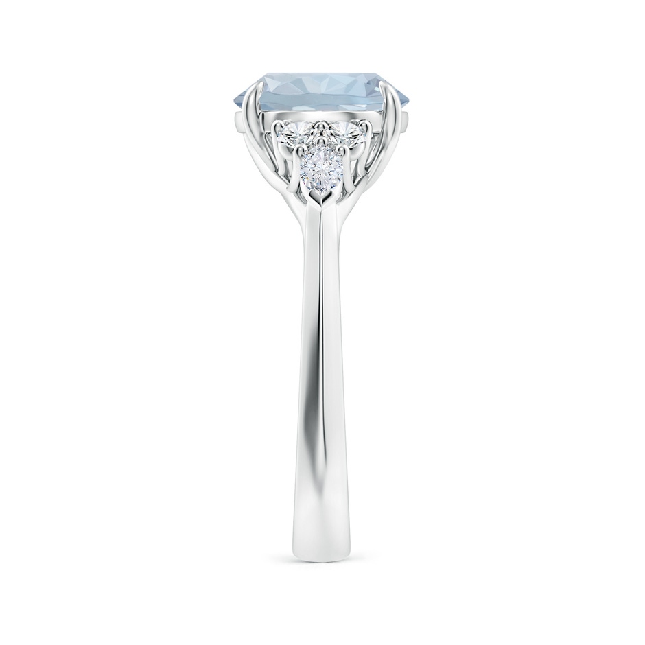 9mm A Round Aquamarine Side Stone Engagement Ring with Diamonds in White Gold side 299
