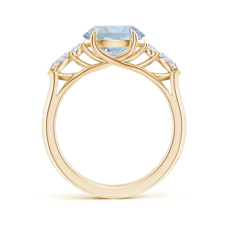 9mm A Round Aquamarine Side Stone Engagement Ring with Diamonds in Yellow Gold side 199