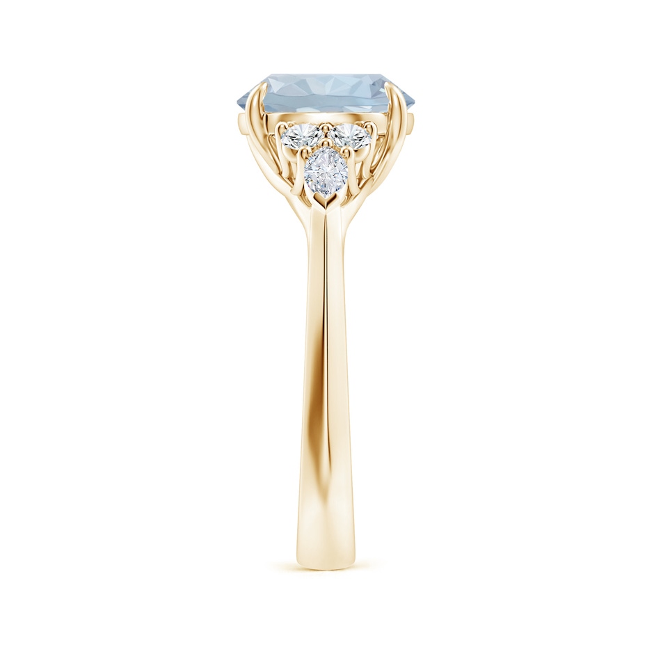 9mm A Round Aquamarine Side Stone Engagement Ring with Diamonds in Yellow Gold side 299