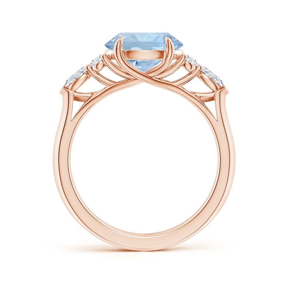 9mm AA Round Aquamarine Side Stone Engagement Ring with Diamonds in Rose Gold side 199