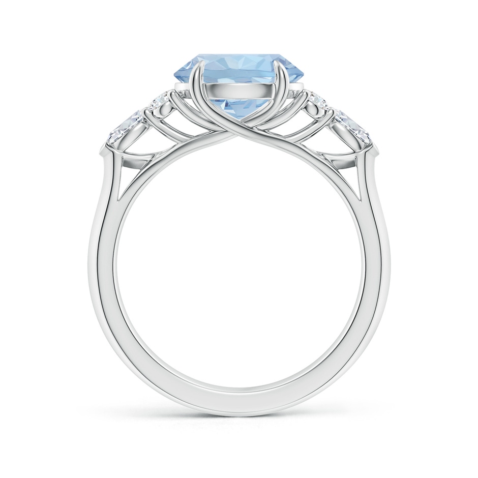 9mm AA Round Aquamarine Side Stone Engagement Ring with Diamonds in White Gold side 199