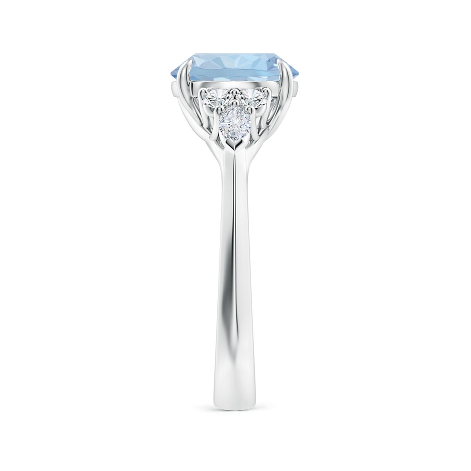 9mm AA Round Aquamarine Side Stone Engagement Ring with Diamonds in White Gold side 299