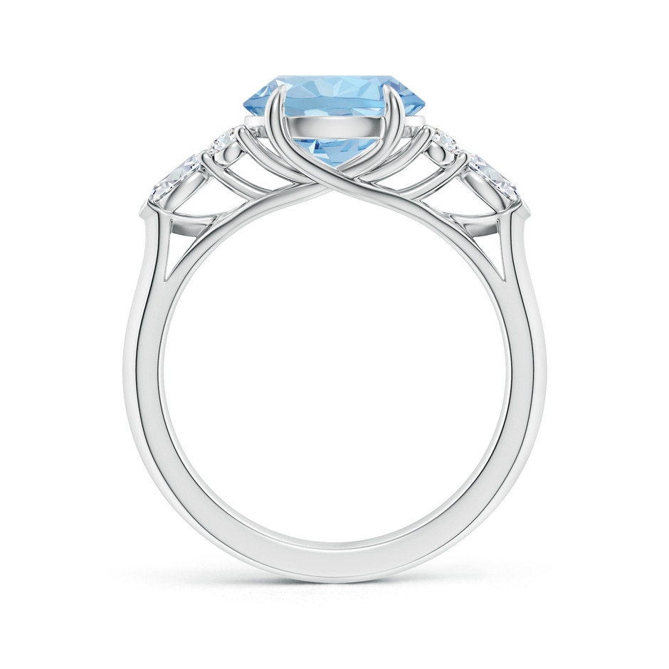 9mm AAA Round Aquamarine Side Stone Engagement Ring with Diamonds in P950 Platinum side 199