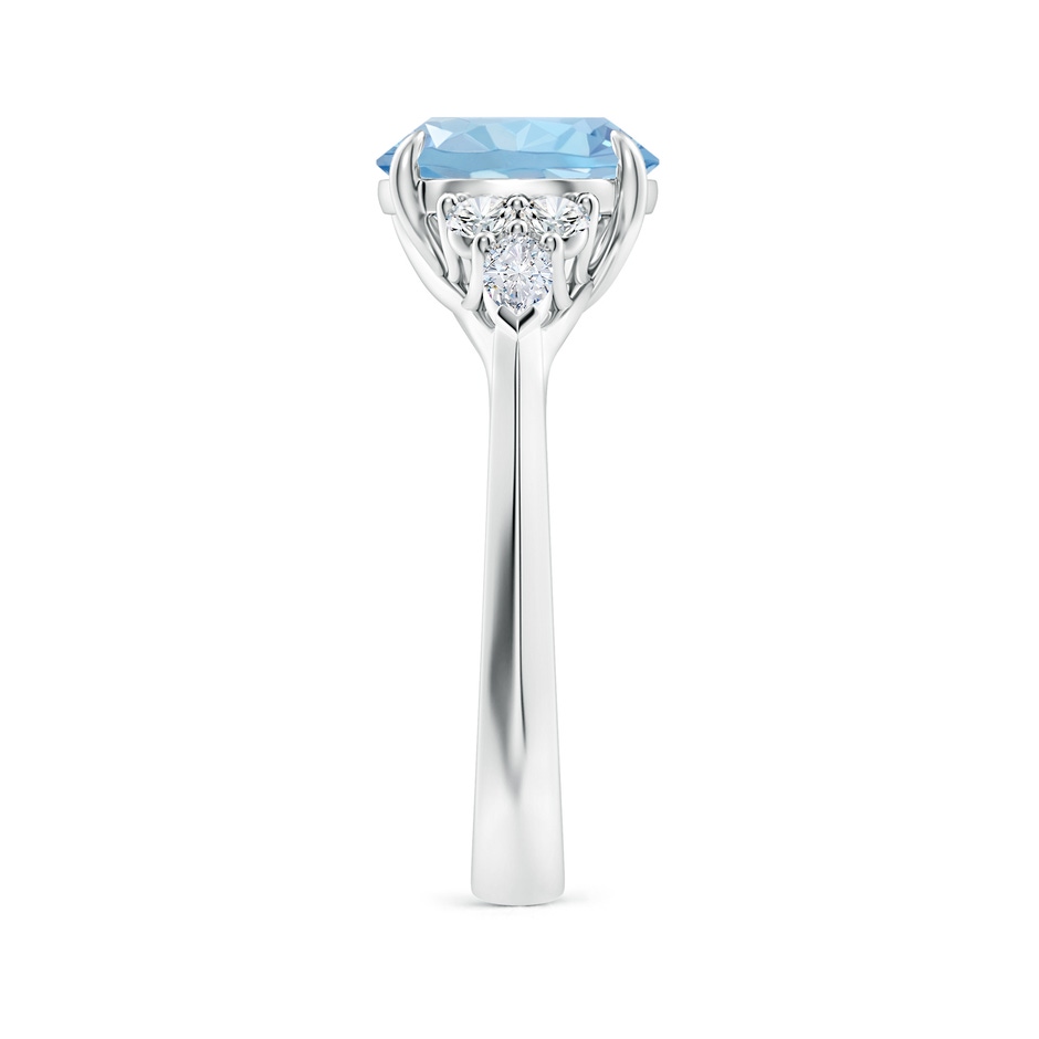 9mm AAA Round Aquamarine Side Stone Engagement Ring with Diamonds in P950 Platinum side 299