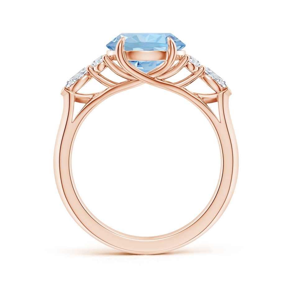 9mm AAA Round Aquamarine Side Stone Engagement Ring with Diamonds in Rose Gold side 199