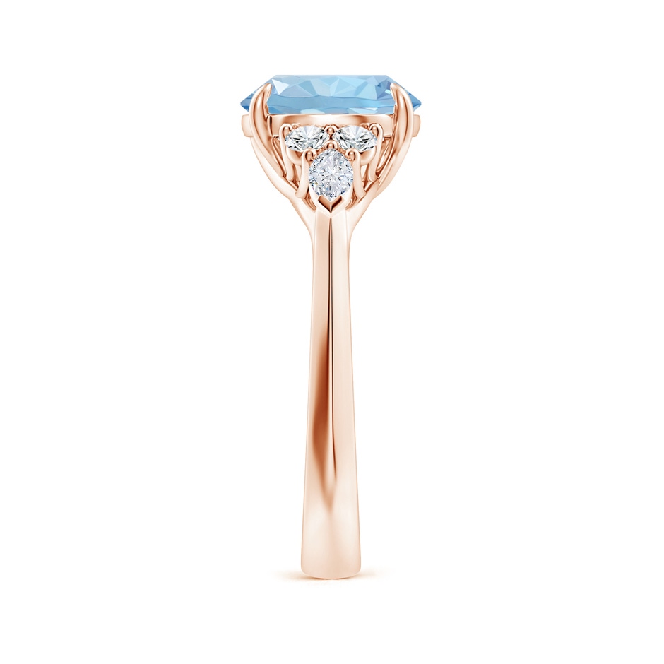 9mm AAA Round Aquamarine Side Stone Engagement Ring with Diamonds in Rose Gold side 299