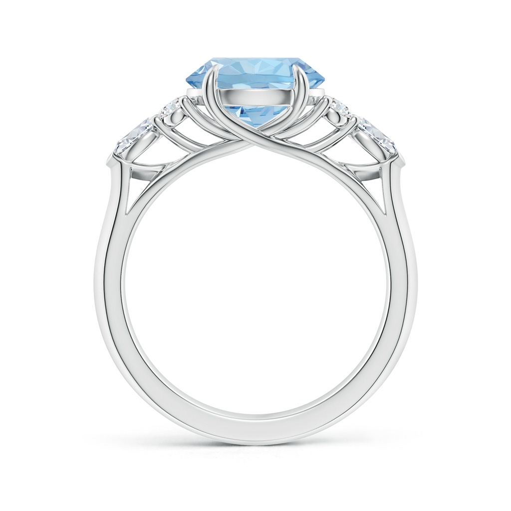 9mm AAA Round Aquamarine Side Stone Engagement Ring with Diamonds in White Gold Side 199