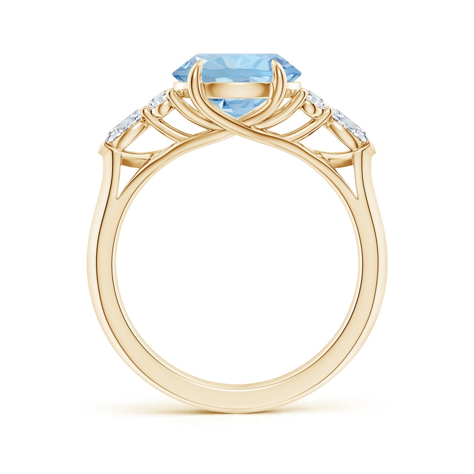 9mm AAA Round Aquamarine Side Stone Engagement Ring with Diamonds in Yellow Gold side 199
