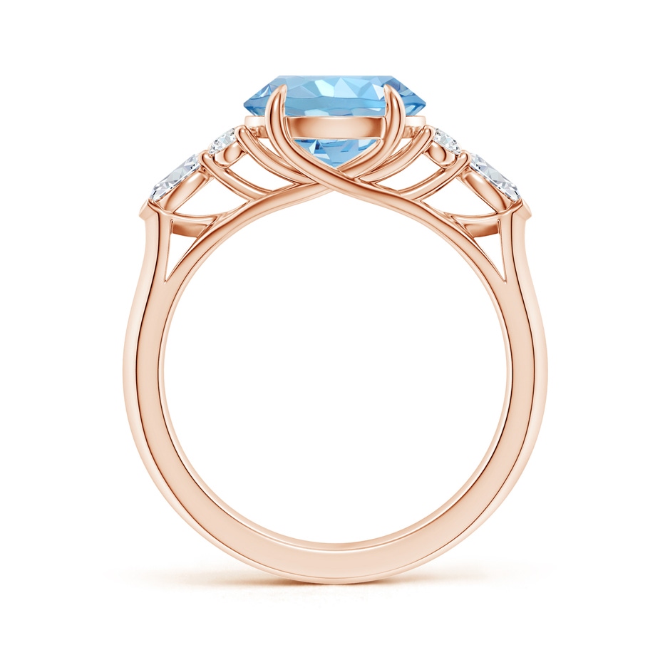 9mm AAAA Round Aquamarine Side Stone Engagement Ring with Diamonds in Rose Gold side 199