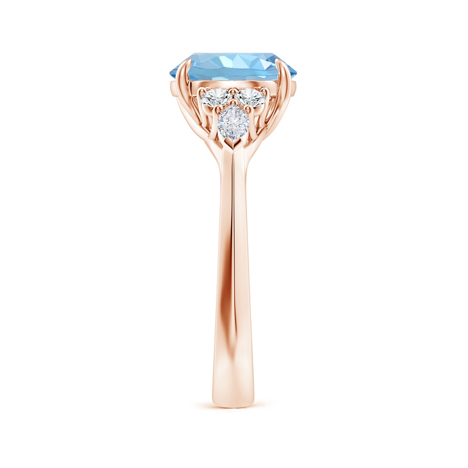 9mm AAAA Round Aquamarine Side Stone Engagement Ring with Diamonds in Rose Gold side 299