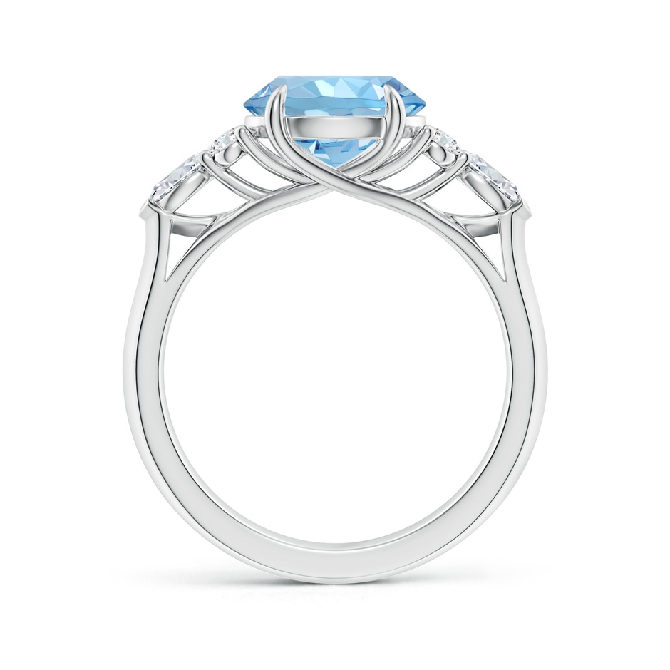 9mm AAAA Round Aquamarine Side Stone Engagement Ring with Diamonds in White Gold side 199