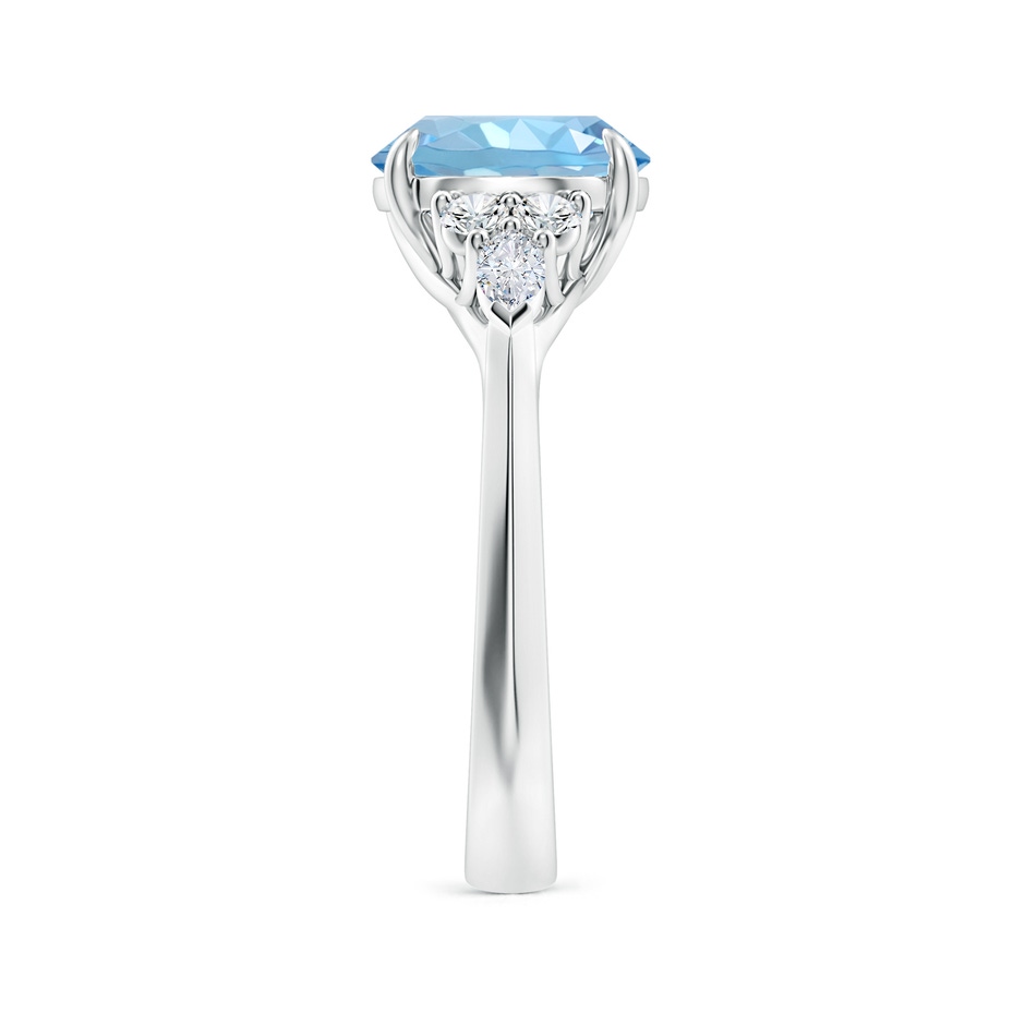 9mm AAAA Round Aquamarine Side Stone Engagement Ring with Diamonds in White Gold side 299