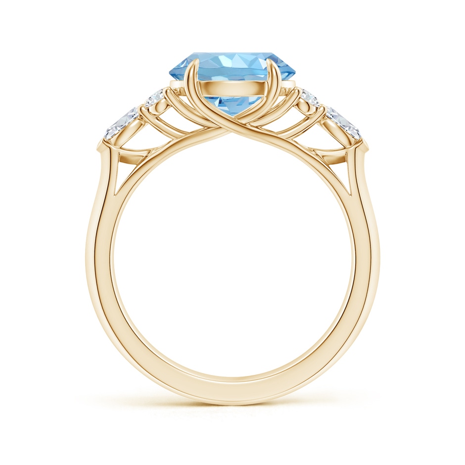 9mm AAAA Round Aquamarine Side Stone Engagement Ring with Diamonds in Yellow Gold side 199