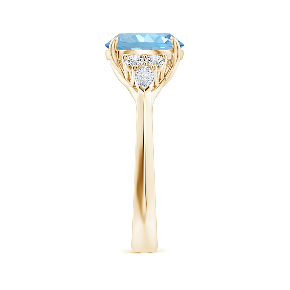 9mm AAAA Round Aquamarine Side Stone Engagement Ring with Diamonds in Yellow Gold side 299