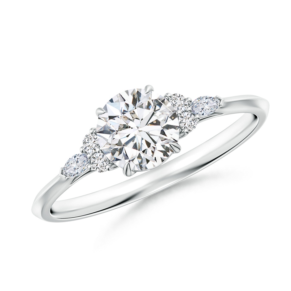 5.9mm HSI2 Round Diamond Side Stone Engagement Ring with Diamonds in White Gold 