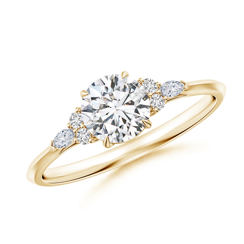 5.9mm HSI2 Round Diamond Side Stone Engagement Ring with Diamonds in Yellow Gold 