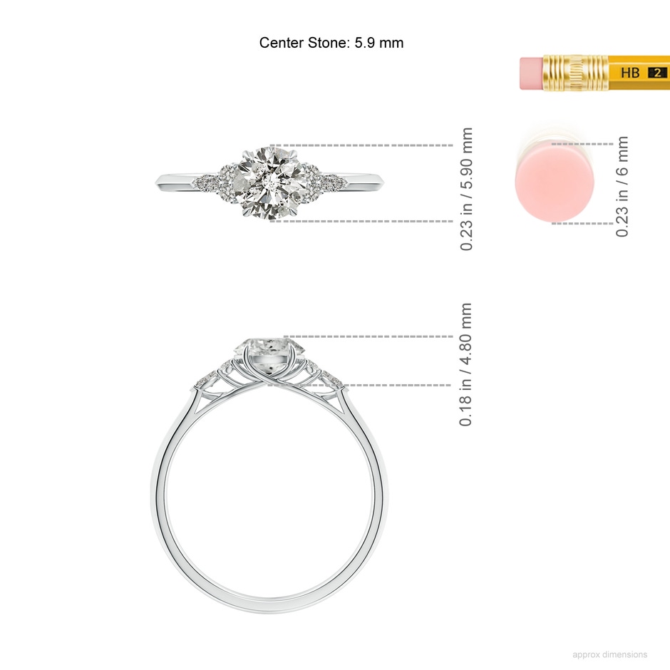 5.9mm KI3 Round Diamond Side Stone Engagement Ring with Diamonds in P950 Platinum ruler