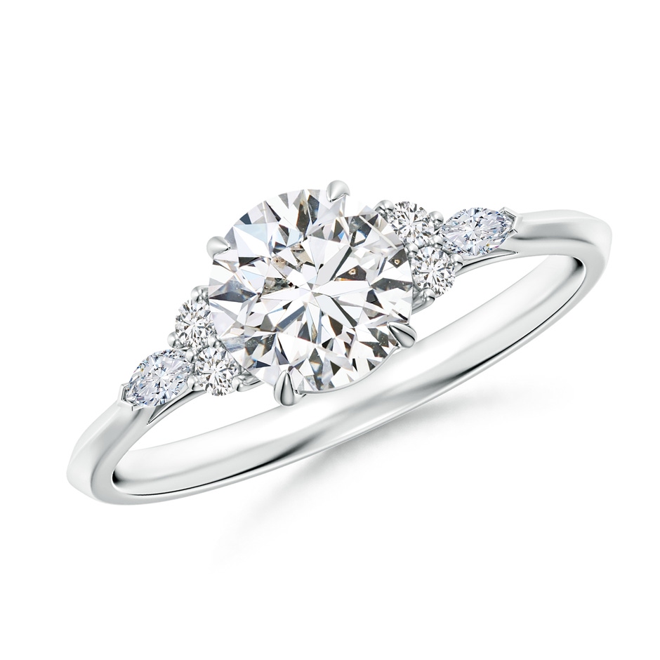 6.4mm HSI2 Round Diamond Side Stone Engagement Ring with Diamonds in White Gold 