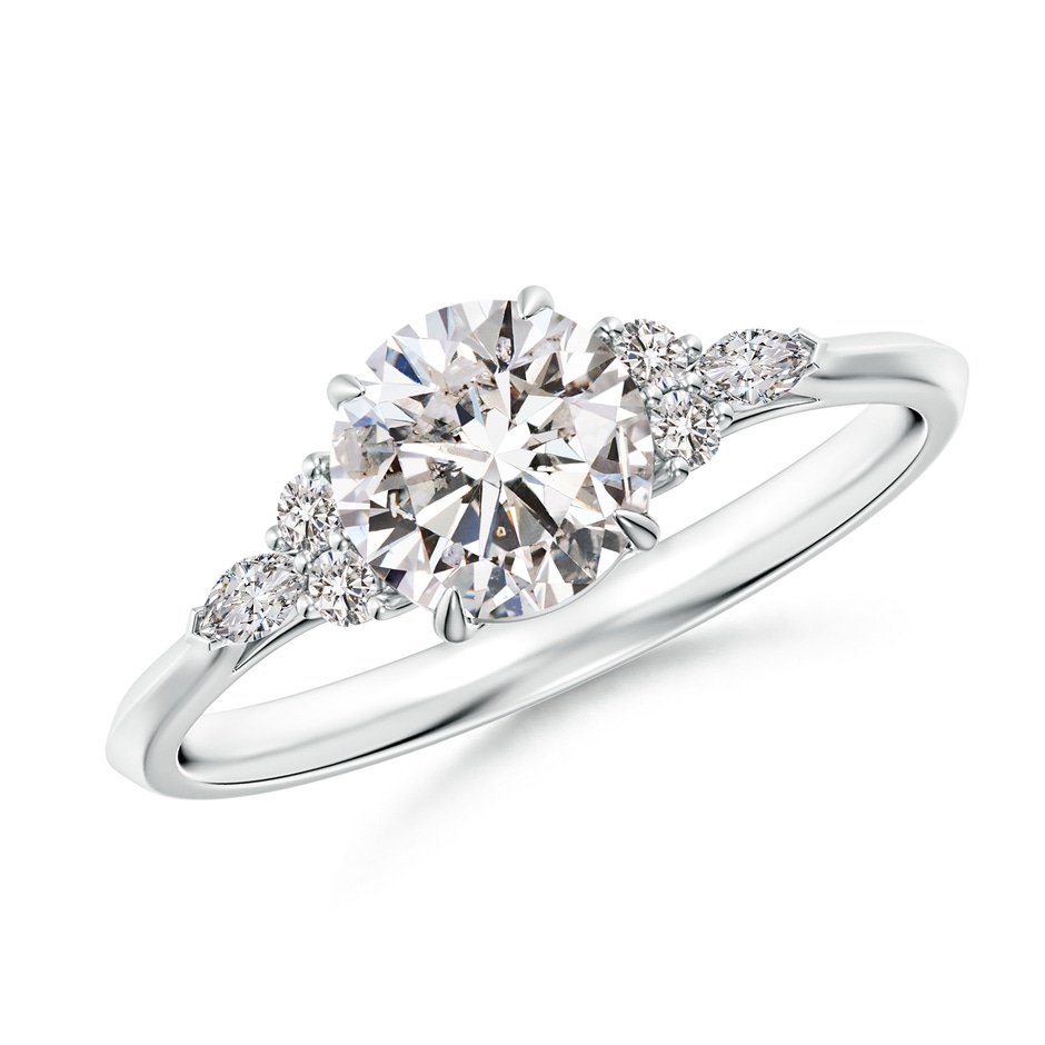 6.4mm IJI1I2 Round Diamond Side Stone Engagement Ring with Diamonds in P950 Platinum 